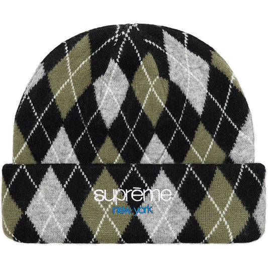 supreme argyle cashmere beanie (blk)