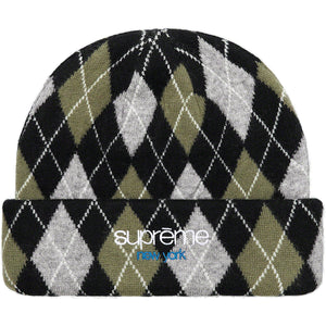 supreme argyle cashmere beanie (blk)