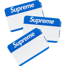 Load image into Gallery viewer, supreme name badge stickers (pack of 100 - blue)