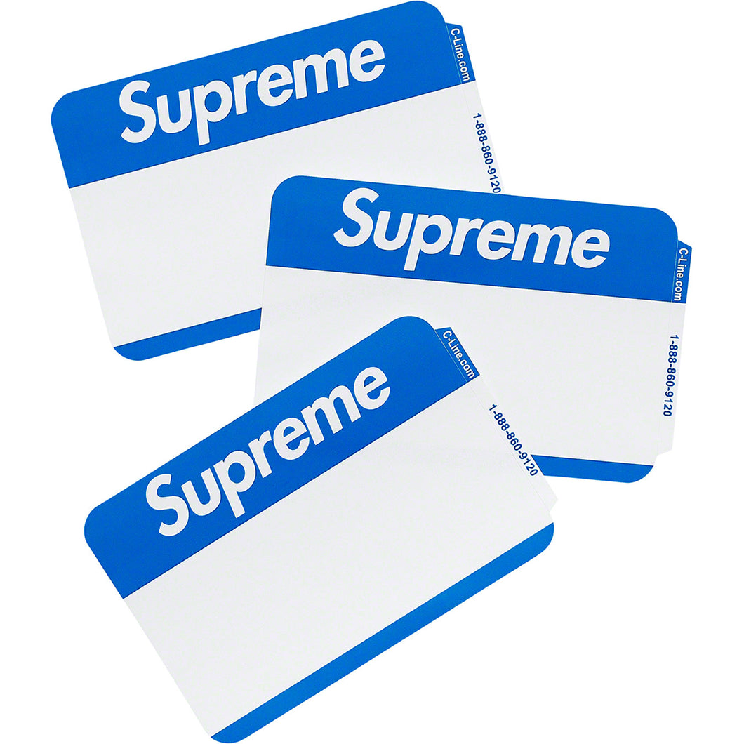 supreme name badge stickers (pack of 100 - blue)