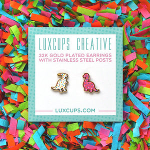 luxcups dino cookie earrings