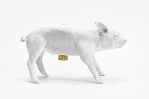 areaware reality piggy bank (matte white)