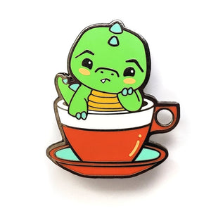 luxcups 'green tea rex' enamel pin