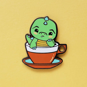 luxcups 'green tea rex' enamel pin