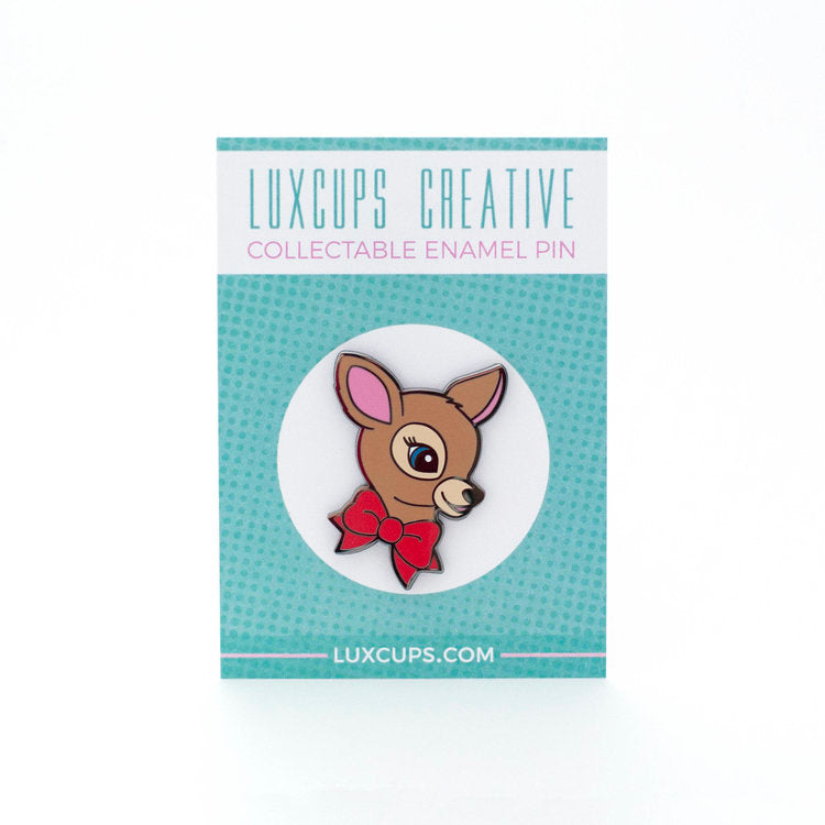 luxcups brown deer enamel pin