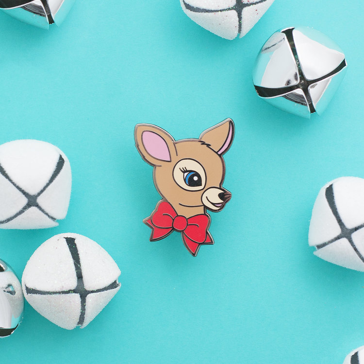 luxcups brown deer enamel pin