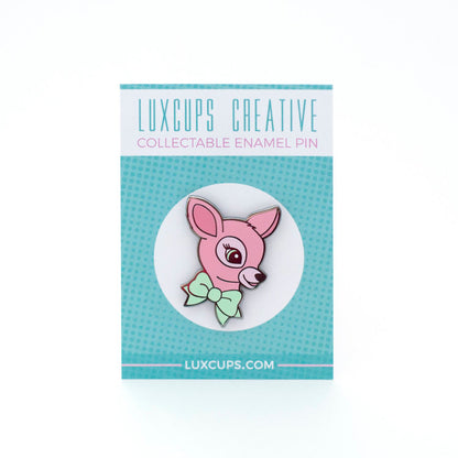 luxcups pink deer enamel pin