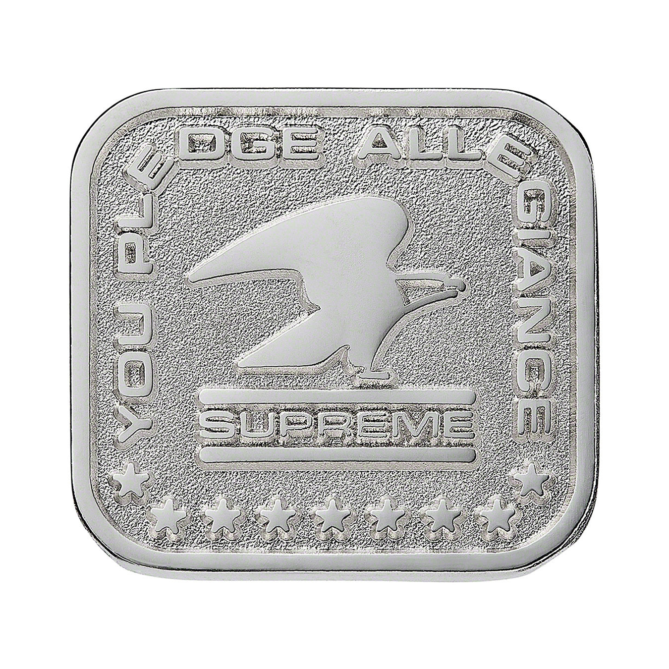 supreme pledge allegiance pin (silver)