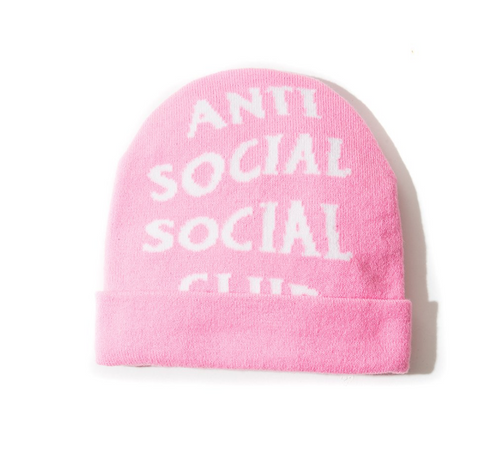 anti social social club jaccardo beanie (pink)