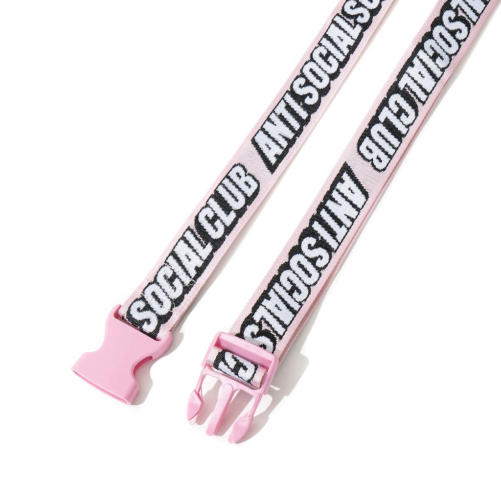 anti social social club safe + sound luggage straps (pink)
