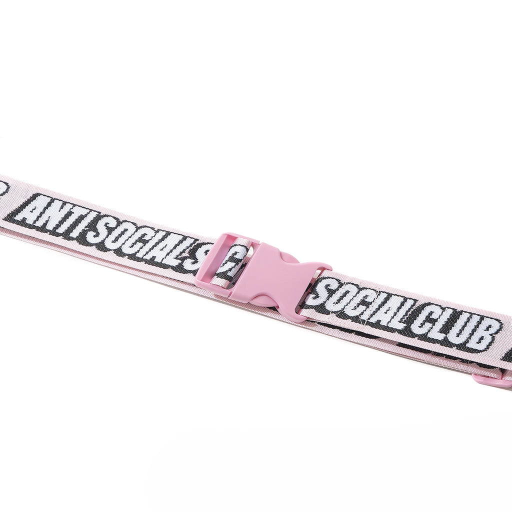 anti social social club safe + sound luggage straps (pink)