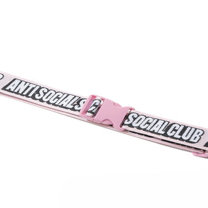 anti social social club safe + sound luggage straps (pink)